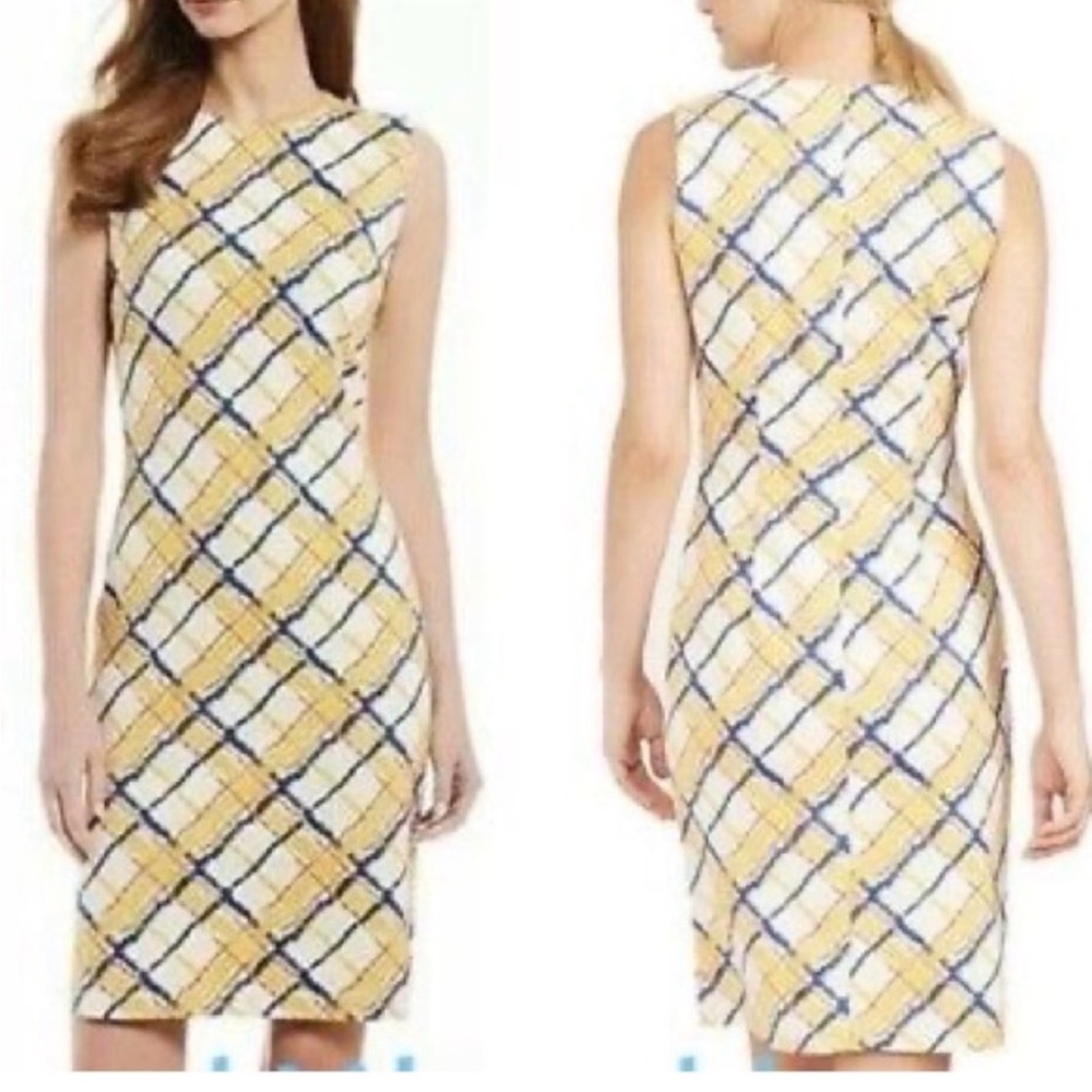 J McLaughlin Yellow and Blue Checkered Midi Dress - Picture 2 of 7